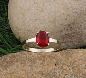 Bague Solitaire en Argent Sterling 925 avec Rubis et Quartz pour Femme, Sertissage Classique à Lunette, Bijoux Fins, Vente en Gros - Product Image 1