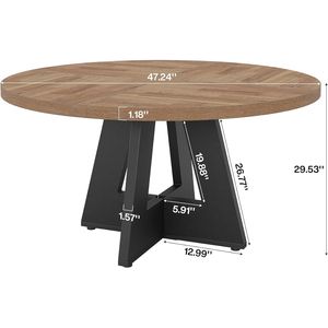 Tavolo da Pranzo Rotondo in Legno Stile Fattoria per Soggiorno e Cucina - Product Image 5