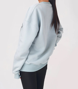 Crew Neck Solid Color Pullover Sweatshirt Oversized Fit Knitted Cotton Casual Style Autumn Wear Unisex Regular Length - Product Image 4