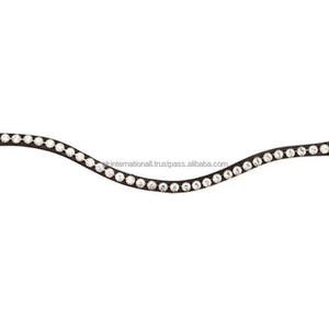 Bandeau de dressage en cuir véritable Bling avec cristaux naturels et strass, logo personnalisé, bandeau de course équestre, vente, exportateurs - Product Image 4