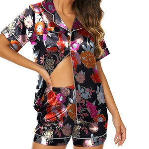 Conjunto de Pijama de Seda para Mujer, Cómodo y Personalizado 2026, Conjunto de Pijama de Satén para Mujer, Camisa de Manga Corta con Botones y Pantalones Cortos - Product Image 3