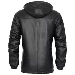 แจ็กเก็ตหนังแกะสำหรับผู้ชาย, แจ็คเก็ตหนังวัวกันน้ำมีฮู้ดเหมาะสำหรับฤดูหนาวปรับแต่งได้มีซิปปิดสำหรับรถจักรยานยนต์ - Product Image 2