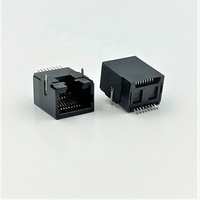 Conector Ethernet Hembra RJ45 8p8c SMT de 90 Grados Sin Blindaje Soldado Marca GND LITE Negro Compatible con RoHS Alta Temperatura 125V