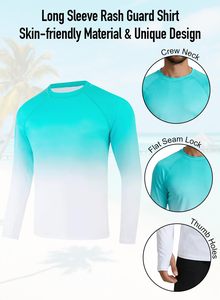 Chemise de bain pour homme à manches longues, coupe ajustée, imprimé bleu, séchage rapide, polyester, haute qualité, légère - Product Image 2