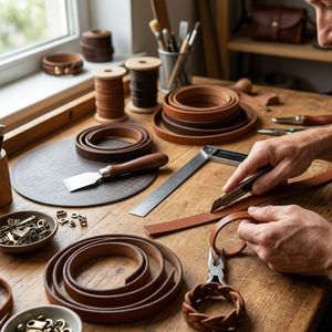 Bande marron premium de 20 mm à 25 mm de large et de 3 mm d'épaisseur |   Sangles en cuir pour composants et accessoires de bijouterie Modèle 155A Inde par EXCEL EXPORTS - Product Image 2