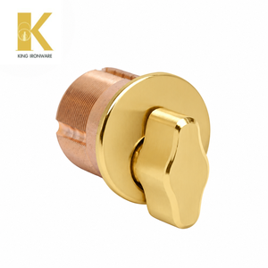 Cilindro de cerradura de puerta de latón con perilla, sin necesidad de llave, acabado de latón pulido, 28 mm, para seguridad de puertas de entrada residenciales - Product Image 2