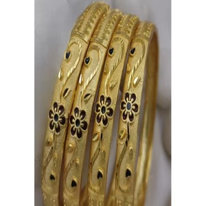 Clásico tradicional de un gramo chapado en oro tradicional cuatro brazaletes conjunto para mujeres joyería Nupcial Étnica para boda y fiesta - Product Image 1