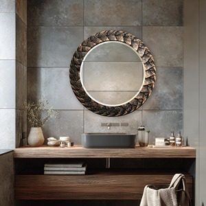 <b>Pinecone</b> Scale Round Handmade Crystal Glass Wall Mirror REHMAN CRAFT - Product Image 5