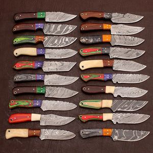 Lot de 20 couteaux en acier Damas avec manches en bois pour le camping et la randonnée en plein air, avec étui en cuir - Product Image 1