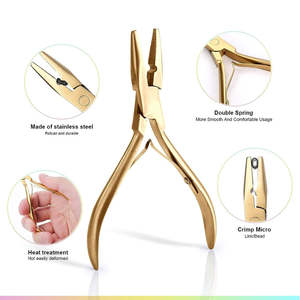 Kit d'outils professionnels de pointe pour extensions de cheveux en acier inoxydable plaqué or, matériau composite de haute qualité, tendance actuelle, pour la maison - Product Image 5