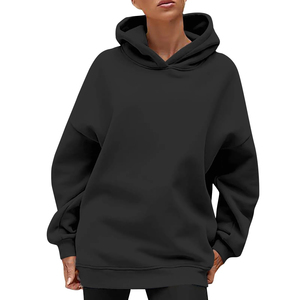 Sweat à capuche oversize pour femme, couleur unie, manches longues, mélange de coton, tricoté, respirant, pour l'automne - Product Image 6