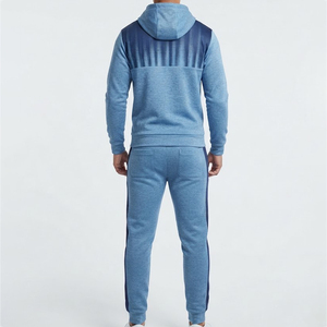 Ensemble de survêtement bleu à capuche pour garçons, personnalisé avec logo, manches longues, fermeture éclair, pantalon décontracté avec poches latérales, motif à pois, collection automne - Product Image 3