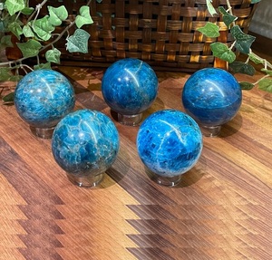 Chakralume Natural Neon Blue Apatite Sphere <b>Crystal</b> <b>Ball</b> Healing Stone for Reiki Meditation & Feng Shui Energy Decor Wholesale - Product Image 5