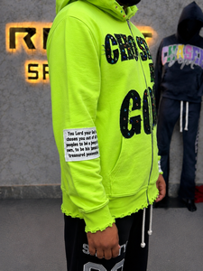 Sudadera con Capucha y Cremallera para Hombre, Hecha a Medida, con Logotipo Bordado en Verde en la Parte Delantera, Corte Holgado, Transpirable, 100% Algodón - Product Image 4