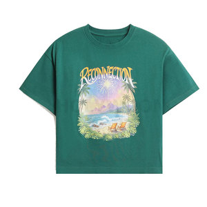 T-shirt en coton coupe ajustée à manches courtes, haut basique décontracté pour femme, en coton épais - Product Image 1