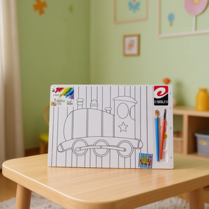 TOILE DE PEINTURE 30*40 – Ensemble de jouets de dessin pour enfants favorisant les compétences de dessin au trait avec cadre en carton et pinceaux - Product Image 3