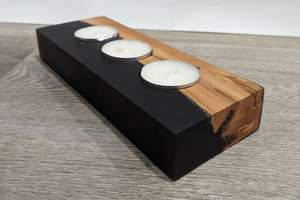 Portavelas de madera para velas de té, centros de mesa de madera con raíz y resina epoxi, Craftera Exports - Product Image 6