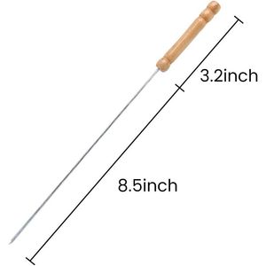 2 Spiedini Riutilizzabili per Barbecue con Manico in Legno per Grigliare Marshmallow, Hot Dog e Carne, Utensili per Carne e Pollame - Product Image 4