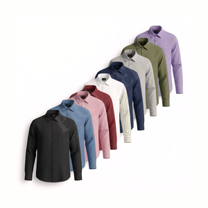 Chemise habillée boutonnée à manches longues de qualité supérieure, coupe classique, en coton doux, infroissable, respirante, écologique, décontractée - Product Image 1