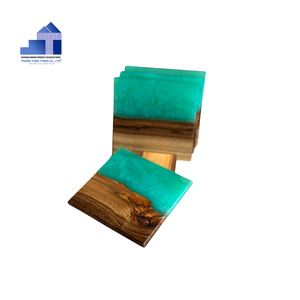 Sous-verres en résine époxy bois écologiques, peints à la main, carrés verts, pour la décoration intérieure, fabriqués au Vietnam – Nouveauté 2026, Vente Flash - Product Image 4