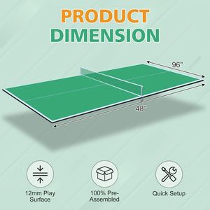 Tavolo da Ping Pong Pieghevole e Portatile Verde da 8 Piedi, Piano di Conversione di Medie Dimensioni per Giochi al Chiuso con Accessorio Rete - Product Image 1