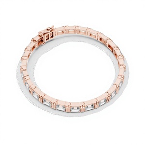 Pulsera de tenis de lujo con diamantes cultivados en laboratorio de corte esmeralda en oro rosa de 14K/18K con engaste de collet - Product Image 1