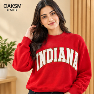 Camiseta Roja Indiana de Algodón Grueso con Hombros Caídos para el Día del Partido |   Camiseta de cuello alto estilo preppy para graduados, venta al por mayor - Product Image 1