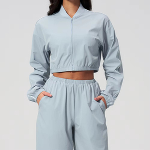 Long Sleeve Zipper Shirt Fashion Apparel Factory Direct Bulk Production <b>Women's</b> Long Sleeve Casual Front Zip Shirt - Product Image 3