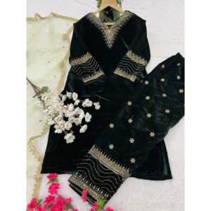 Traje de Fiesta para Mujer de Diseñador con Bordado, Conjunto de Pantalón y Dupatta - Product Image 2