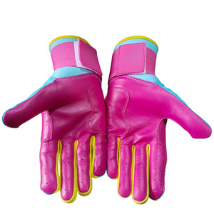 Gants de frappe en cuir rose et bleu, ambidextres, fermeture auto-agrippante, support de poignet durable, entraînement, unisexe, adultes, taille XL - Product Image 3