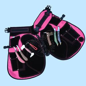 Kit complet d'outils de soin des sabots de cheval avec tablier de sécurité en cuir, couteau à sabots à manche arc-en-ciel, boucle d'extrémité en laiton, brosse de polissage - Product Image 1