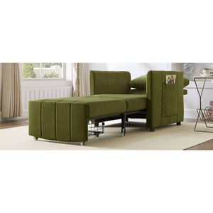 Convertible Upholstered 31.5\" Pull-Out <b>Sleeper</b> <b>Sofa</b> 5 Position Adjustable Backrest Side Pockets Storage for Home Office Use - Product Image 2