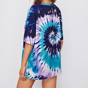 Camiseta Vintage para Mujer con Logotipo Personalizado, Tie Dye, 100% Algodón/Seda/Lino, Ecológica, Anti-UV, Transpirable, de Secado Rápido, Manga Corta, para Verano - Product Image 2