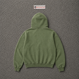 เสื้อฮู้ดซิปสีเขียวลายกราฟิก Holy Sun Bird ทรงโอเวอร์ไซส์ สไตล์วินเทจ สตรีทแวร์ พิมพ์ลายแบบดิสเทรส เสื้อฮู้ดลำลองสำหรับทุกเพศ สไตล์คนเมือง - Product Image 6