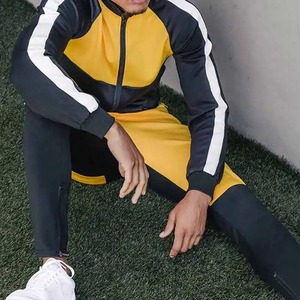 Men Color Blocking Tracksuit Set Full Sleeve Zipper Front Sporty Style Breathable Polyester Autumn Wear - Product Image 6