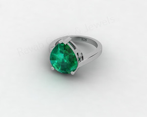 Beautiful 18K Gold Rhodium 925 <b>Silver</b> 8x10mm Pear <b>Emerald</b> Quartz Gemstone Prong Set Luxury Designer <b>Ring</b> For Engagement Wedding - Product Image 4