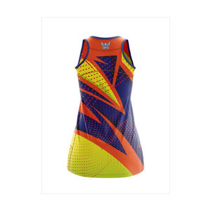 TEAMWEAR Débardeur de netball pour femme, sans manches, avec logo sublimé, imprimé géométrique, anti-humidité, ajusté, toutes saisons - Product Image 4