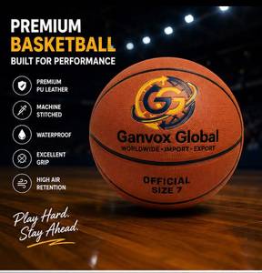 Ballon de basket officiel Ganvox Global Premium taille 7 en cuir PU résistant à l'eau - Product Image 1