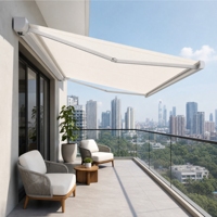 Auvent électrique de luxe en alliage d'aluminium et HDPE, cassette intégrale rétractable, télécommande, pour balcon, terrasse, véranda, protection contre la pluie