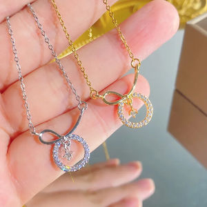 สร้อยคอทรงกลมสำหรับผู้หญิง ทำจากสแตนเลส 304 ประดับด้วยเพทายและสายโซ่เคลือบทอง 0.03µm - Product Image 2