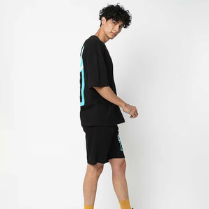 Conjunto de Ropa para Hombre, Verano, Algodón, Holgado, Informal, Dos Piezas, Camiseta y Pantalones Cortos de Playa, Traje Estampado de 2 Piezas para Hombre - Product Image 3