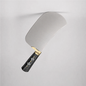Cuchillo de Carnicero de Alta Resistencia, Hoja Curva Ancha Plateada, Mango Remachado Negro, Empuñadura Dorada, Cuchillo de Cocina para Cortar Carne - Product Image 6
