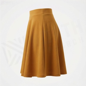 Minifalda de Cintura Alta con Corte en A para Mujer, Color Sólido, Plisada, Cómoda, Tejido Elástico, para Todas las Temporadas - Product Image 3