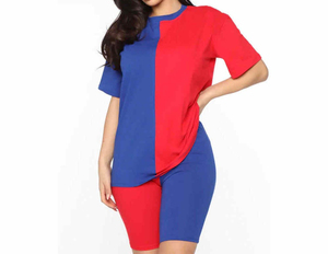 ชุดเสื้อยืดและกางเกงขาสั้นสองชิ้นสำหรับผู้หญิง คุณภาพสูง เนื้อผ้าแน่น ทนทาน สวมใส่สบาย ระบายอากาศได้ดี เป็นมิตรต่อสิ่งแวดล้อม - Product Image 1