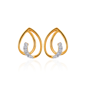 Boucles d'oreilles clous en or jaune avec diamant en forme de goutte, diamant naturel taille brillant rond, bijoux minimalistes pour femme à porter au quotidien - Product Image 1