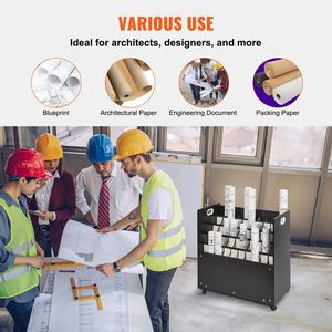 Carrito Organizador de Archivos Móvil de Madera con 50 Ranuras para Planos, Mapas y Documentos de Construcción - Product Image 6