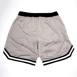 Shorts gris pour hommes avec ceinture noire et poches zippées, fermeture à cordon, style décontracté et sportif, tissu polyester à séchage rapide - Product Image 2