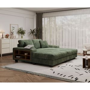Moderno Divano Letto Componibile Oversize in Velluto a Coste Soffice, Convertibile in Poltrona per Soggiorno - Product Image 2