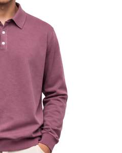 Sudadera Polo Personalizada para Hombre, Color Rosa Polvoriento, Manga Larga, Cuello Tipo Polo, Mezcla de Algodón, Informal, Otoño Invierno, OEM, Venta al Por Mayor - Product Image 3