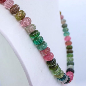 Multi Tourmaline Pumpkin <b>Beads</b> Necklace Carved Polished Stone Jewelry Making <b>Loose</b> Gemstones - Product Image 2